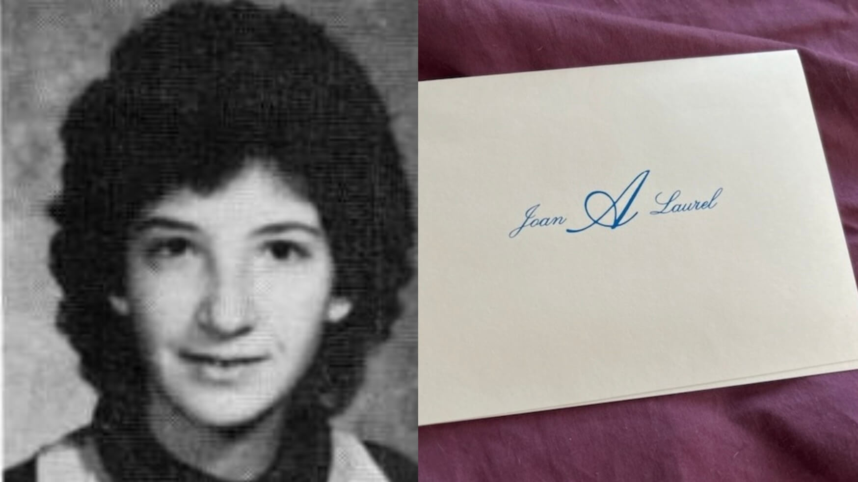 The author and the invitation to her bat mitzvah at Congregation Beth Too-Far-Away